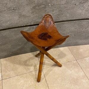 Vintage “Horse” Genuine Leather Tri-pod (camp or polo) Stool